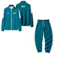 thumbnail image 1 of Squid Game Player Kids Track Suit – Official Cosplay Outfit for Children, Iconic Green Design for Halloween and Themed Parties Cyan 140, 1 of 4