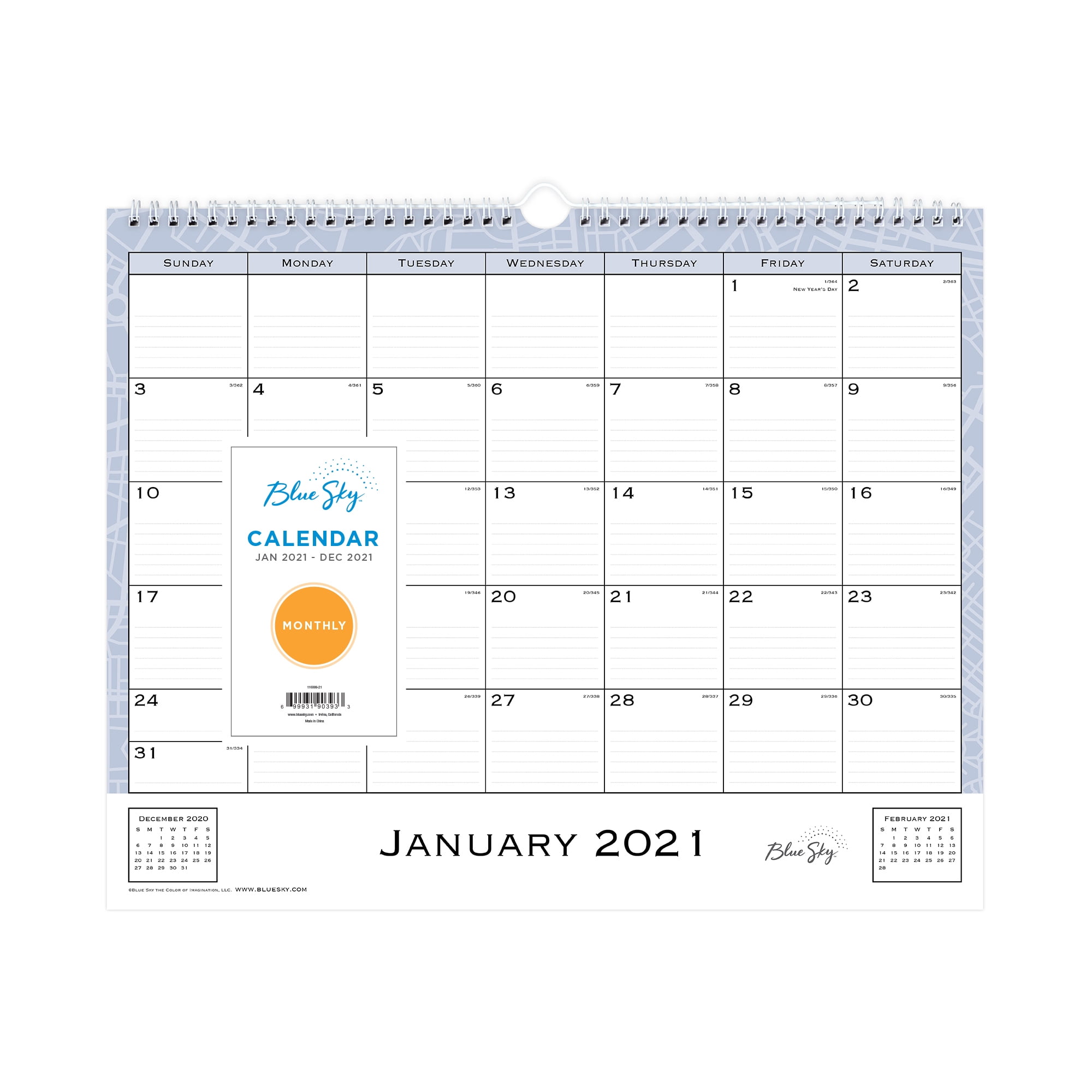 Blue Sky 2021 15" x 12" Wall Calendar, Passages