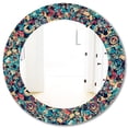 thumbnail image 2 of DESIGN ART Designart 'Geometric Hand Drawn' Printed Modern Mirror - Oval or Round Wall Mirror - Blue 32in.x32in., 2 of 5