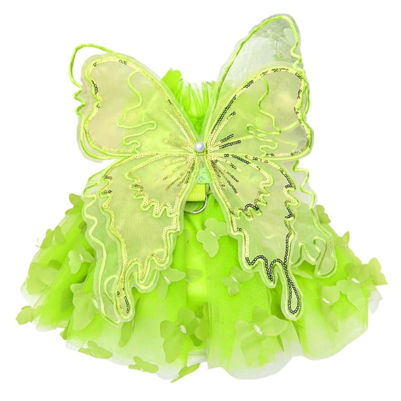 WOLIAUO Rainbow Butterfly Dog Dresses for Small Dog Girl Puppy Lace Tutu Princess Dress Cat Outfit Pet Butterfly Costume for Kitten Chihuahua Yorkie Pomeranian (L Green)