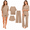 Khaki, variant on Women's 3 Piece Casual Loungewear Set Knit Short Sleeve Top with Long Pants and Shorts Soft Comfortable Pajama Set Plus Size Apparel S-M Gray