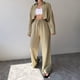 thumbnail image 1 of Conjunto de 2 piezas para mujer top con solapa acogedor y pantalón con cordón ropa de primavera y otoño, 1 of 6
