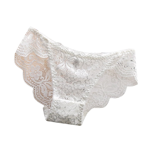 Braguitas de encaje sexy de cintura baja para mujer - Entrepierna de algodón que realza los glúteos, tallas M-L con cintura/longitud - Ropa interior estilo Pure Desire