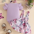 thumbnail image 5 of TOWED22 Baby Girl Clothes Newborn Infant Summer Outfits Ruffle Sleeve Romper and Floral Shorts Set for 0-18 Months Purple,0-3 M, 5 of 6