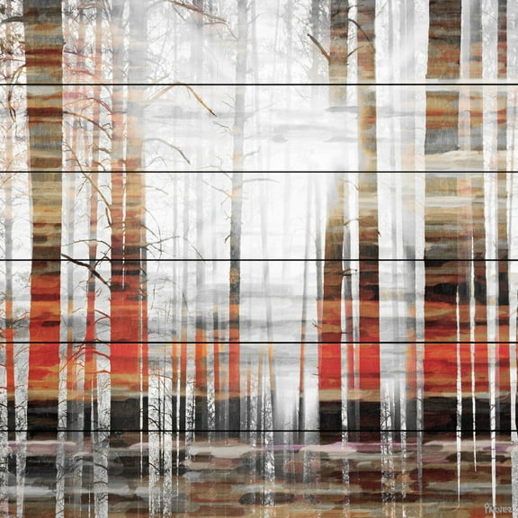 Parvez Taj Pt-Wnpw-70-Ww-40 40" X 40" "Rays Of Light" Art Print On White Wood