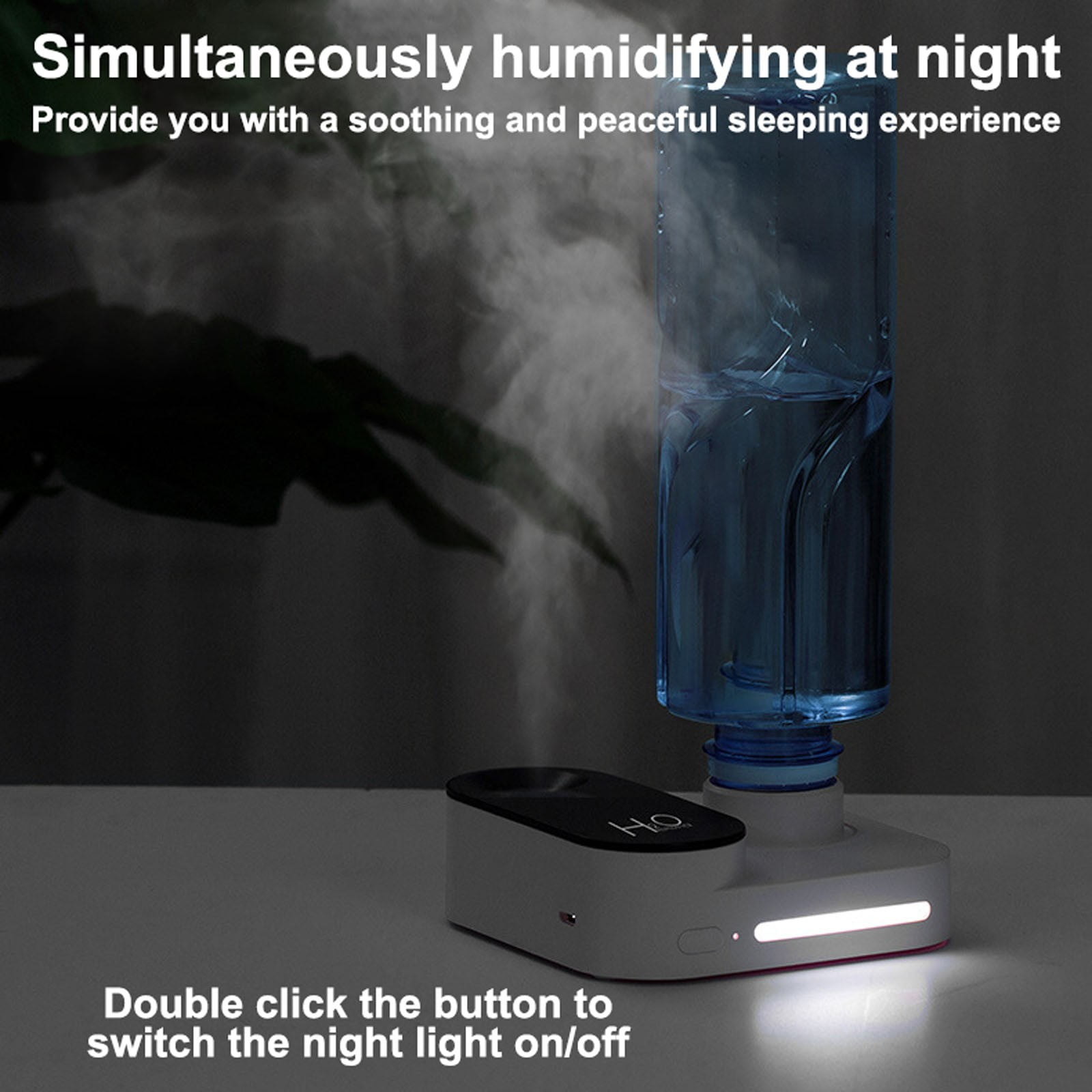 Portable Mini USB Travel Humidifier with Auto Shut Off Super Quiet Cool Mist Air Moisturizer for Indoor Bedroom Desk Nightlight Leak