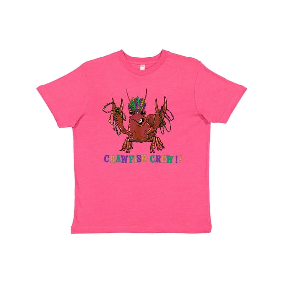 Inktastic Crawfish Crew Mardi Gras Crayfish with Beads Youth T-Shirt