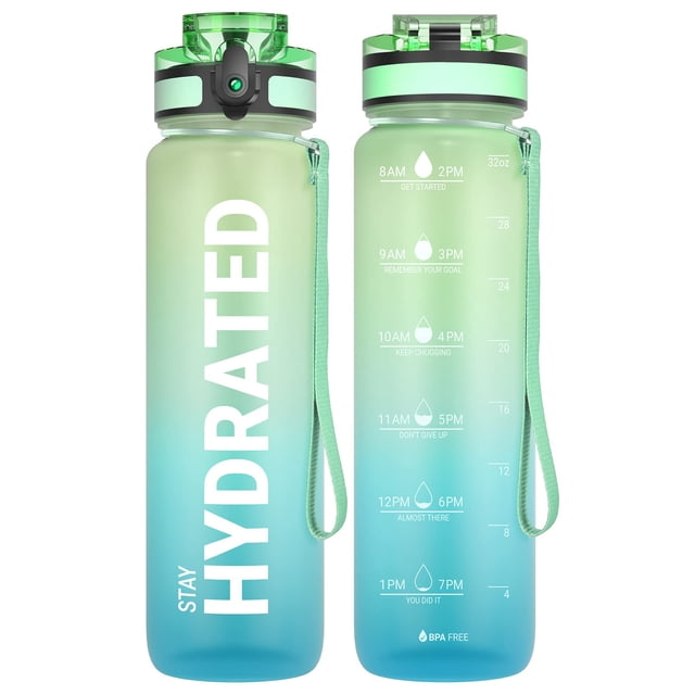 Botella de agua Sahara Sailor, 950 ml, Tritan, sin BPA, con marcador de tiempo