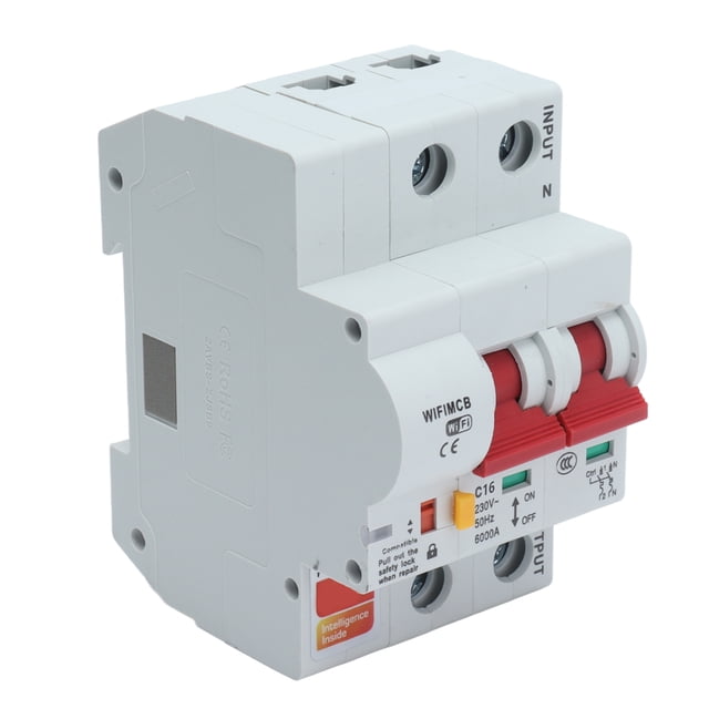 Smart Circuit Breaker, AC220V APP Remote Control Switch 6000V Impulse Withstand Voltage 2P Miniature For Solar PV System For Power Supply 16A,20A,25A,32A,40A,63A,80A,100A,125A