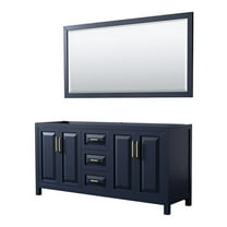 Wyndham Collection Daria 72" No-Sink Wood Double Bathroom Vanity in Blue/Gold