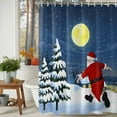 thumbnail image 2 of Christmas Santa Shower Curtain, 72" x 72", Xmas Tree Blue Sky Moon Snowflake Waterproof Bathroom Curtain Washable Shower Curtain Set with 12 Hooks, 2 of 6
