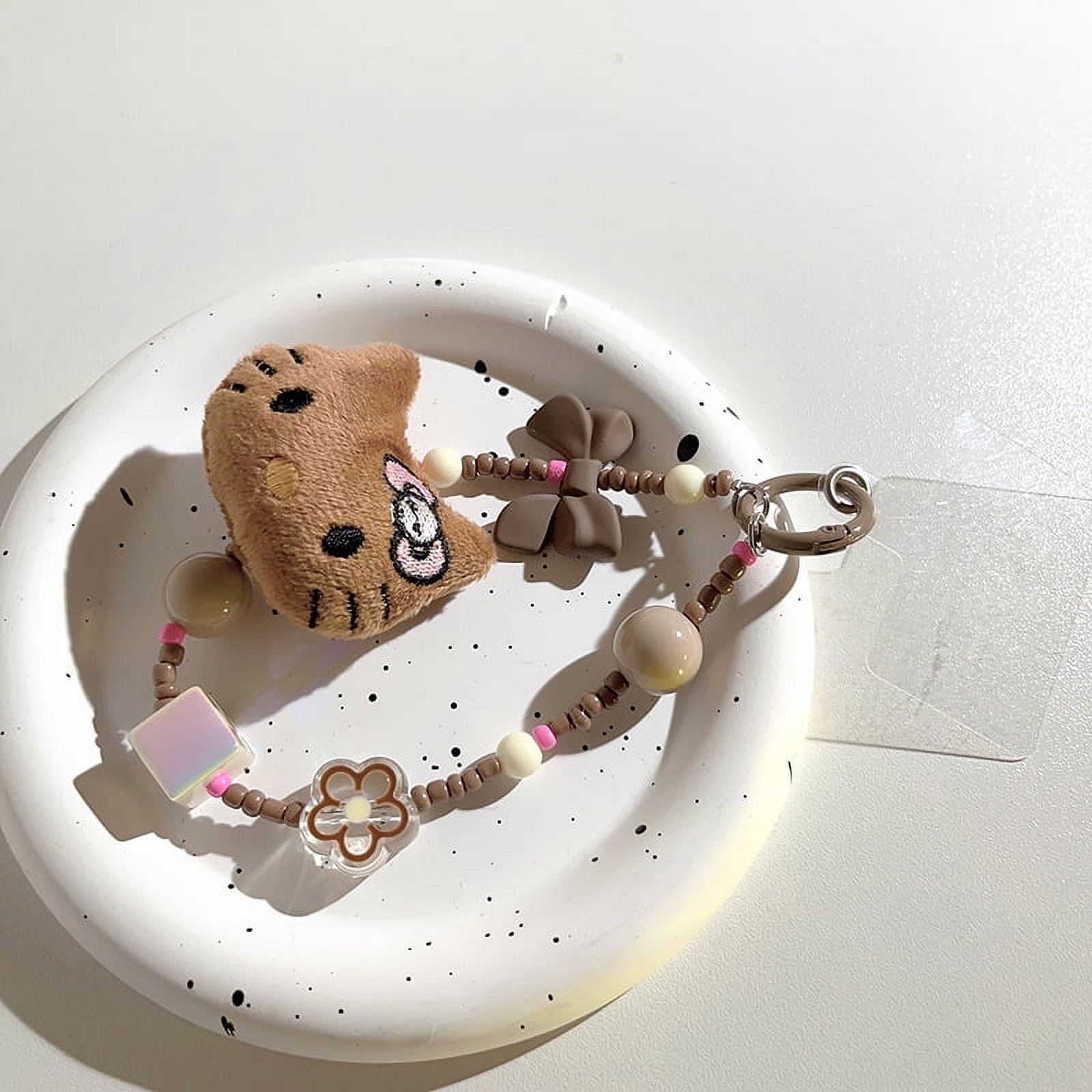 Sanrio Hello Kitty Phonechain Anime Beaded Phone Pendant Kawaii Colorful Bead Keychain Cute Key Pendant Bag Accessories Gift