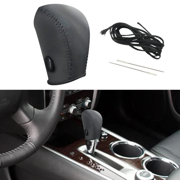 Anxingo Gear Shift Knob Cover with Black Stitches Shift Lever Leather Sheath Replacement for Pathfinder 2013 2014 2015 2016 2017 2018 2019 2020