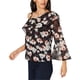 thumbnail image 1 of Blusa asimétrica floral de un hombro I-N-C Negro XX-Large, 1 of 1