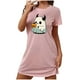 thumbnail image 1 of Camisón corto de talla grande para mujer, camisón de manga corta con estampado de pecho a la moda, camisón para mujer, 1 of 2