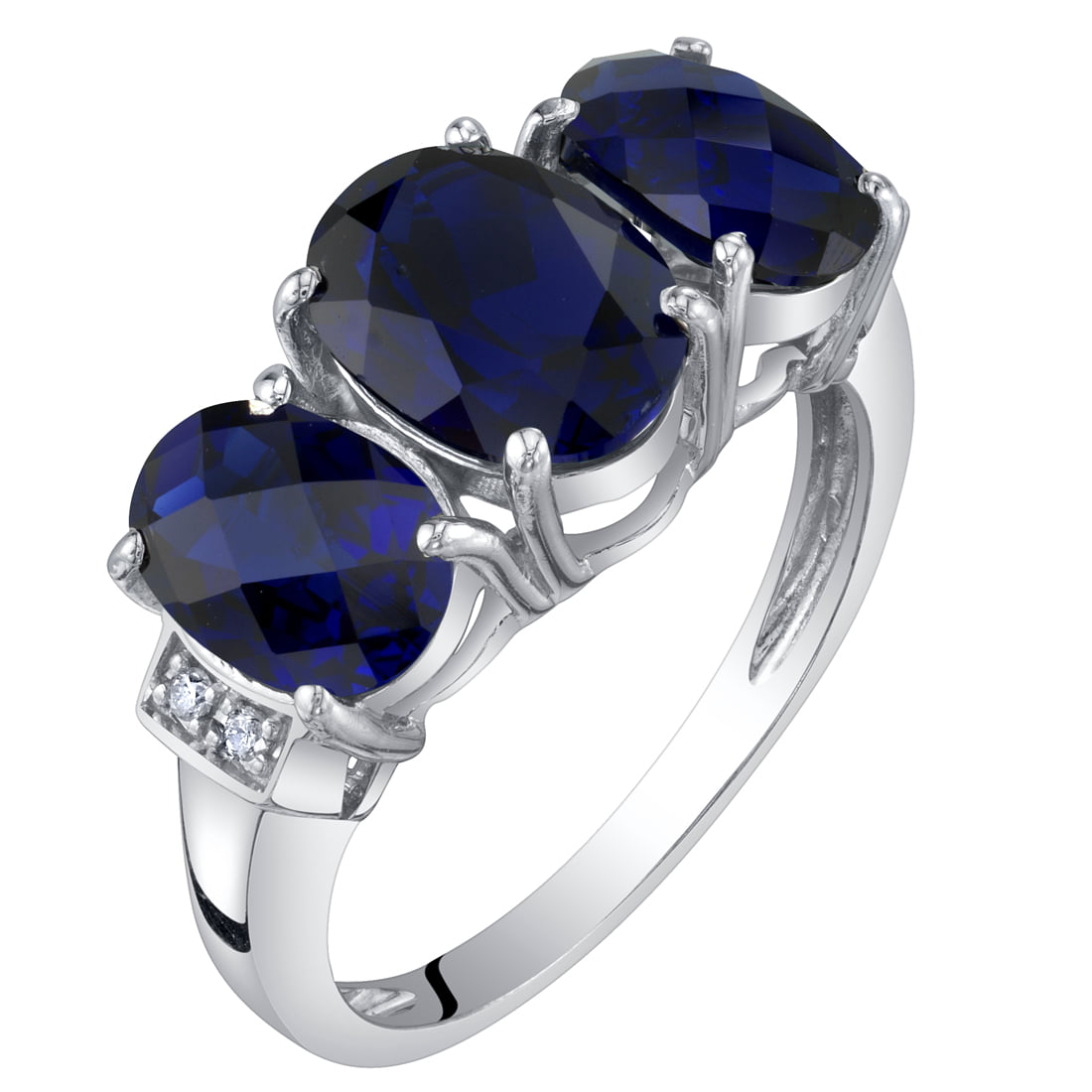 3.00 Ct Oval Cut Sapphire and Diamond 18K White Gold Over Men's Engagement Ring 