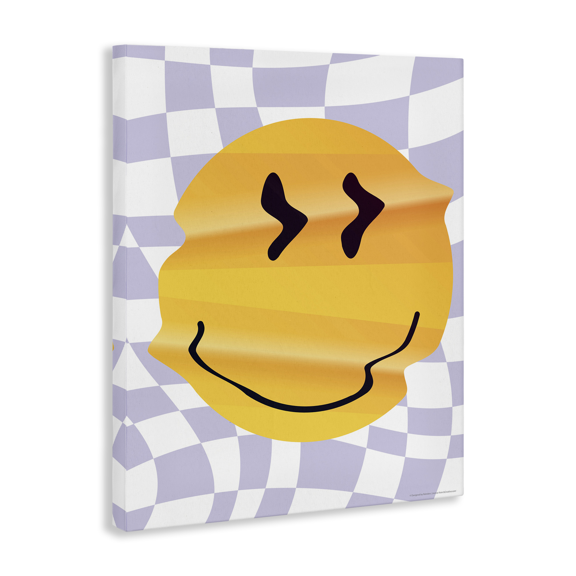 Stupell Industries Wavy Checkered Smile Abstract Painting Wrapped Canvas Art Print Wall Art, 16 x 20