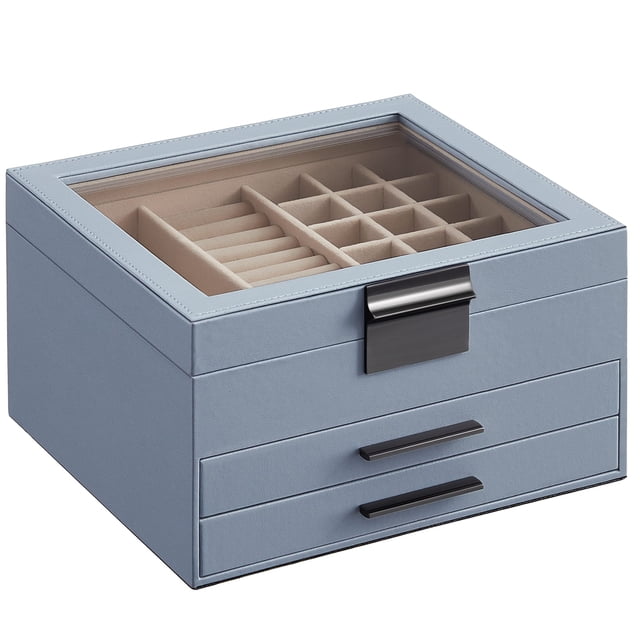 Joyero SONGMICS GISELLA de 3 niveles con tapa de vidrio 20 x 23 x 14 cm
