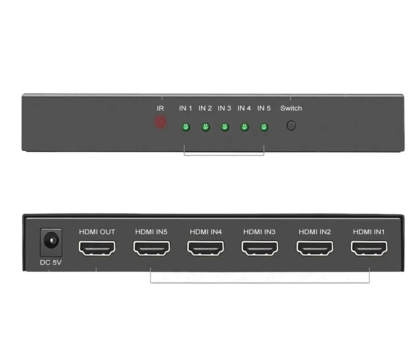 5 Port 4K 60Hz KVM Switch, Ultra HD Video Selector with Remote Control
