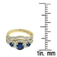 thumbnail image 3 of Dazzlingrock Collection 14K Blue Sapphire & White Diamond Ladies 3 Stone Halo Bridal Engagement Ring Set, Yellow Gold, Size 7.5, 3 of 5