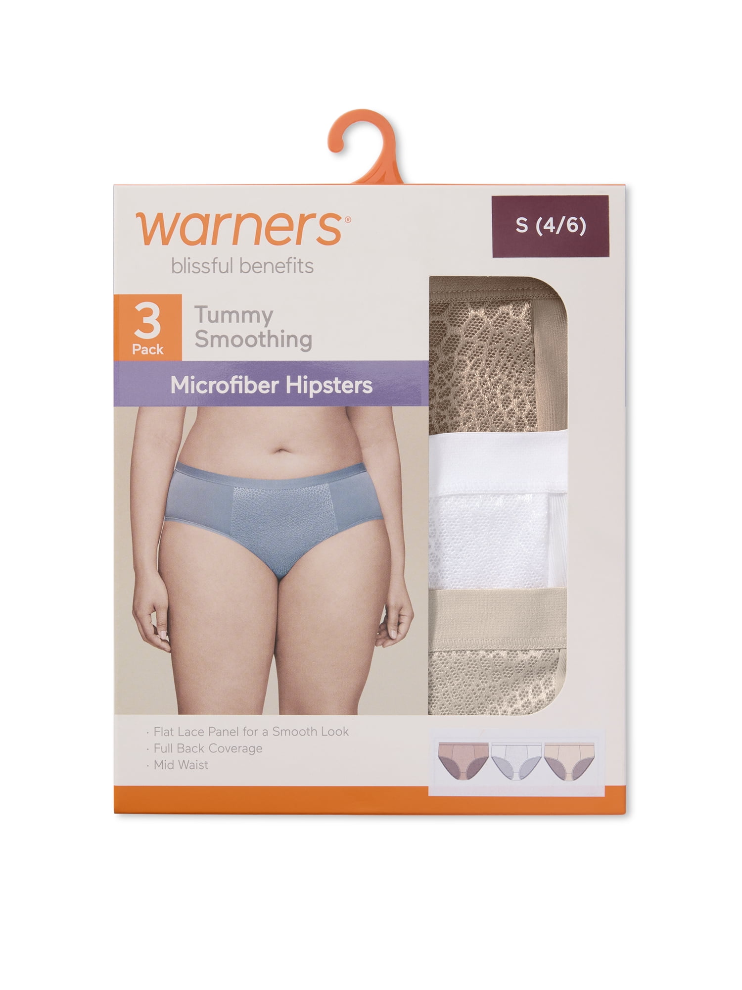 Warners® Blissful Benefits Women's Tummy-Smoothing Mid-Waist Microfiber 3-Pack Hipster S-3XL