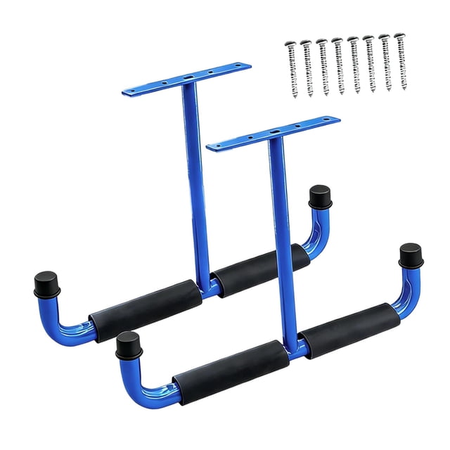 Flynix 2 Pieces Overhead Garage Storage Hook Hanging Hook Metal Display Rack Heavy Duty blue