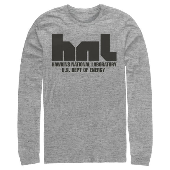 Netflix Men's Stranger Things Hawkins National Lab Logo Long Sleeve Shirt Athletic Heather Large