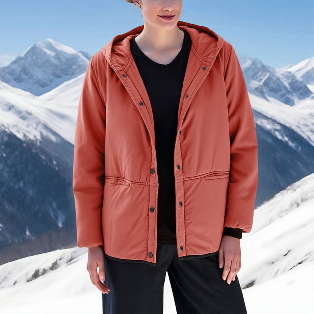 Ailaofu Women's Lightweight Puffer Jacket with Hood Pockets Quilted Padded Button Winter Coat