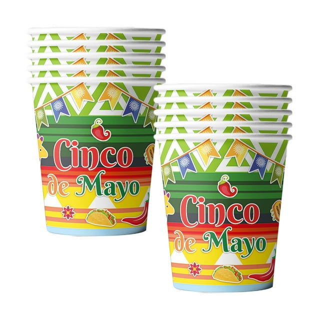 Carnival-Themed Paper Cups 10 Pieces 9 Inch And 7 Inch Disposable Drinking Cups For Parties Picnics And Everyday Use