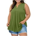 thumbnail image 2 of Wiyuqeen Plus Size Tank Tops for Women Sleeveless Cotton Shirts Notch V Neck Pleated Tees Solid Loose Fit Tanks Casual Going Out Shirts, 2 of 8