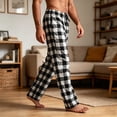 thumbnail image 6 of Mifsaly Men's Pajama Pants Plaid Lounge Sleep Pants with Pockets Drawstring Elastic Waist Relaxed Fit Sleepwear Bottoms Black,L, 6 of 9