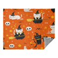 thumbnail image 2 of 70x55 Inches Glow in The Dark Blanket Cozy Throw Camping Blankets for Home and Outdoor Use Cartoon Cats in Witches' Hats, 2 of 8