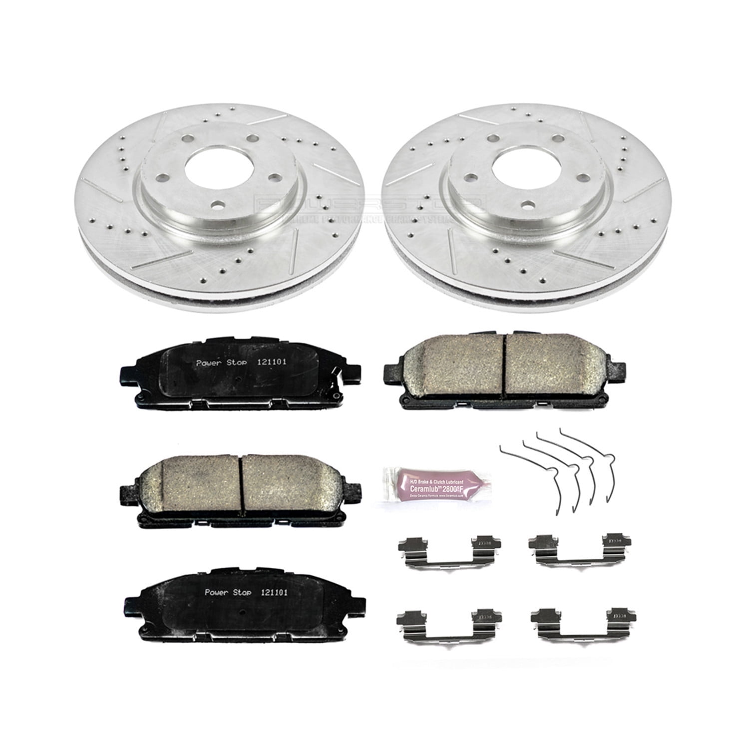 PowerStop Front Z23 Evolution Sport Carbon-Fiber Ceramic Brake Pad and Drilled & Slotted Rotor Kit Fits: NISSAN Select Models K6360