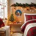 thumbnail image 3 of Welcome Sign for Front Door, Blue Christmas Round Metal Wall Art Wreaths, Winter Santa Claus Gifts Forest Pine Trees Outdoor Indoor Wall Hanging Sign for Porch Decor Housewarming Gifts 7.9 Inch, 3 of 8