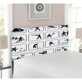 thumbnail image 2 of Olympics Headboard, Sports Competition Games Signs Dancing Horse Riding Bowling Athletics Themed Art, Upholstered Decorative Metal Bed Headboard with Memory Foam, Twin Size, Black White, by Ambesonne, 2 of 4