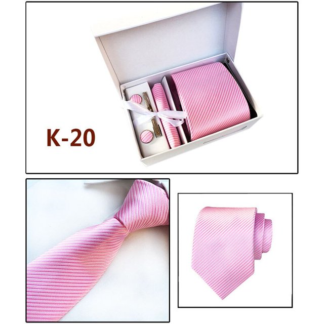 Juego de corbatas con caja de regalo para hombre, conjunto de corbata de negocios, gemelos, bolsillo cuadrado, Clip de corbata, caja de regalo blanca, moda de lujo para hombre, Gravatas de cuello yaoshenbao CONDUJO