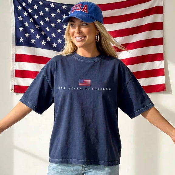 250 Years of Freedom Shirt, America 250th Birthday Tee, Patriotic USA Flag T-Shirt, Americana Graphic Shirt