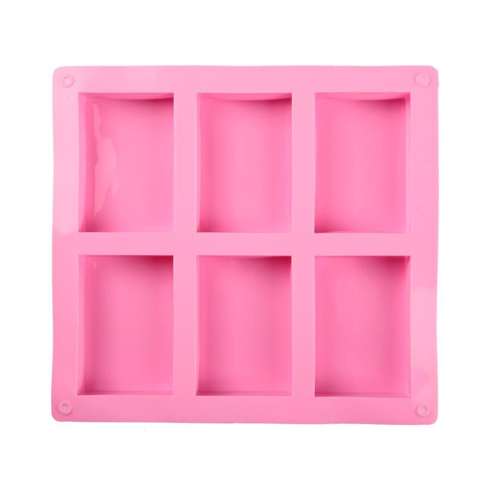 6 Craft Square Handmade Cake Soap Molds Plain Rectangle Silicone Soap DIY Moulds 