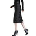 thumbnail image 5 of YM YOUMU Women Down Quilted Skirt Thick Warm High Waist Bodycon Zipper Back Slit Pencil Dress, 5 of 5