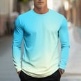 thumbnail image 2 of Xzbqbs Mens Casual Long Sleeve Shirts Gradien Color Crew Neckt Tee Shirts Lightweight Slim Pulloer Tops Fashion Shirts for Men, 2 of 5