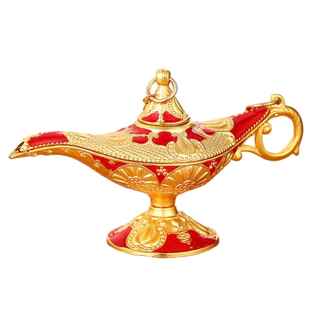 Lámpara de luz genio, lámpara de luz árabe , luz casa de Halloween, decoración de boda, regalos, accesorios Rojo dorado Baoblaze Lámpara Aladdin