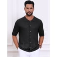 thumbnail image 4 of DARING DIVA Men's Striped Summer Short Sleeve Knitted See Through Shirts 2XL Black, 4 of 7