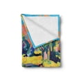 thumbnail image 2 of Oil Painting Soft Flannel Fleece Throw Blanket, Creek by the Tree with Mountains Backdrop Meadow Cottage Season Impressions, Cozy Plush for Indoor and Outdoor Use, 50" x 60", Multicolor, by Ambesonne, 2 of 5
