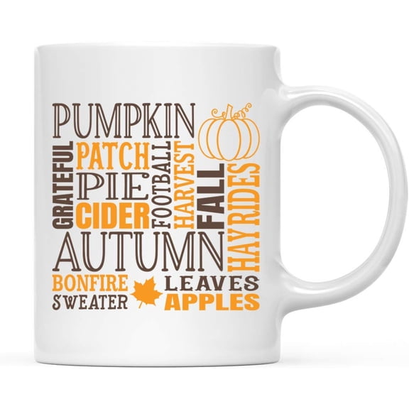 Koyal Wholesale Fall Autumn Season 11oz. Coffee Mug Gift, Pumpkin Patch Cider Autumn Collage, 1-Pack
