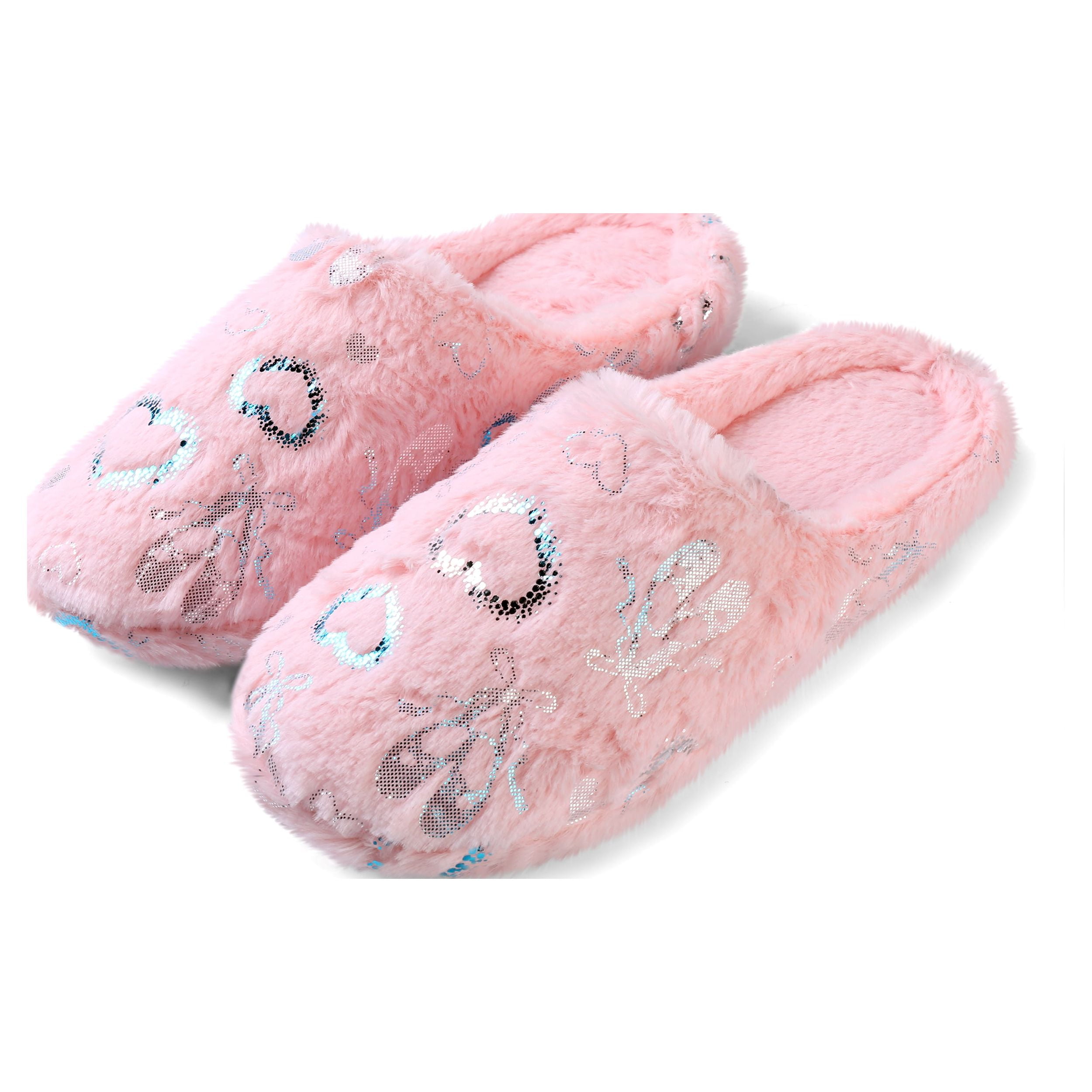Love Heart Memory Foam Slip-On Indoor Spa Slippers for Women – Plush, Cozy, Non-Slip Sole, Heart Design