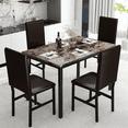 thumbnail image 2 of Stmoze Dining Table Set for 4, Kitchen Table and Chairs Set, Faux Marble Dining Table Set, Rectangle Dining Table with 4 Upholstered PU Leather Chairs, for Small Place, Apartment Home, Brown, 2 of 8