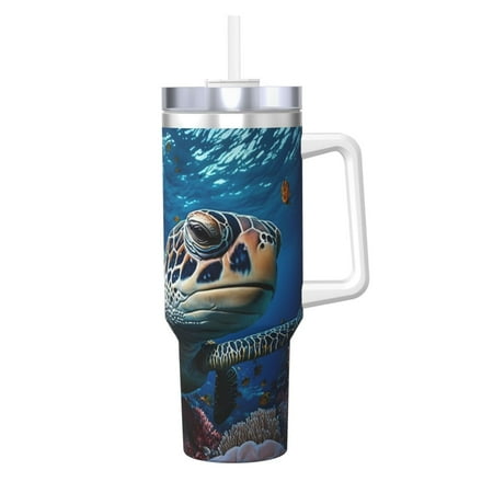 

Matuu Ocean Coral Turtle for 40OZ Ice Cup with Handle Durable Thermal Cups Keep Drinks Cold and Hot Insulated Car Mug with Lid