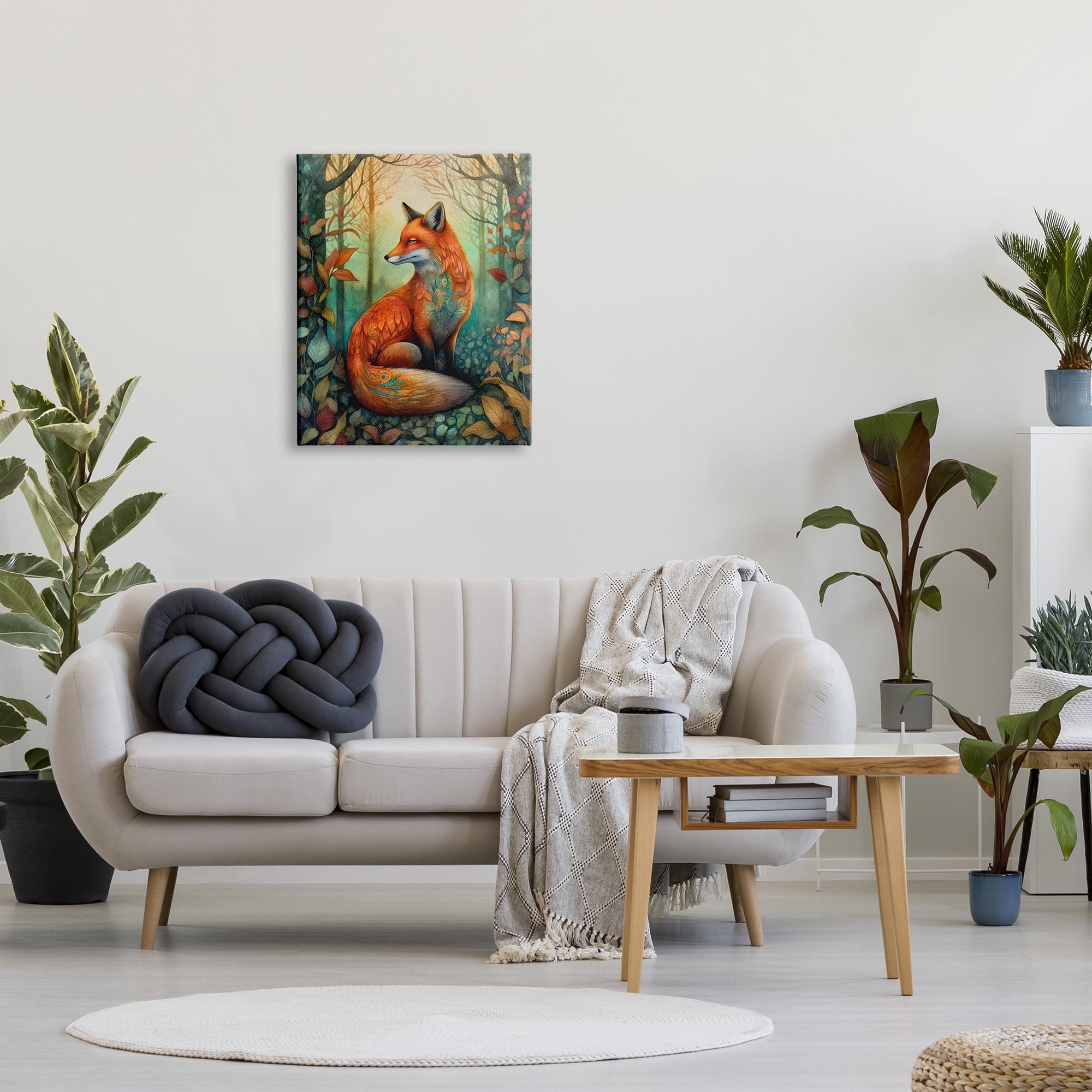 Stupell Industries Vibrant Fox in Forest Foliage Animals & Insects Painting Gallery Wrapped Canvas Art Print Wall Art, 24 x 30