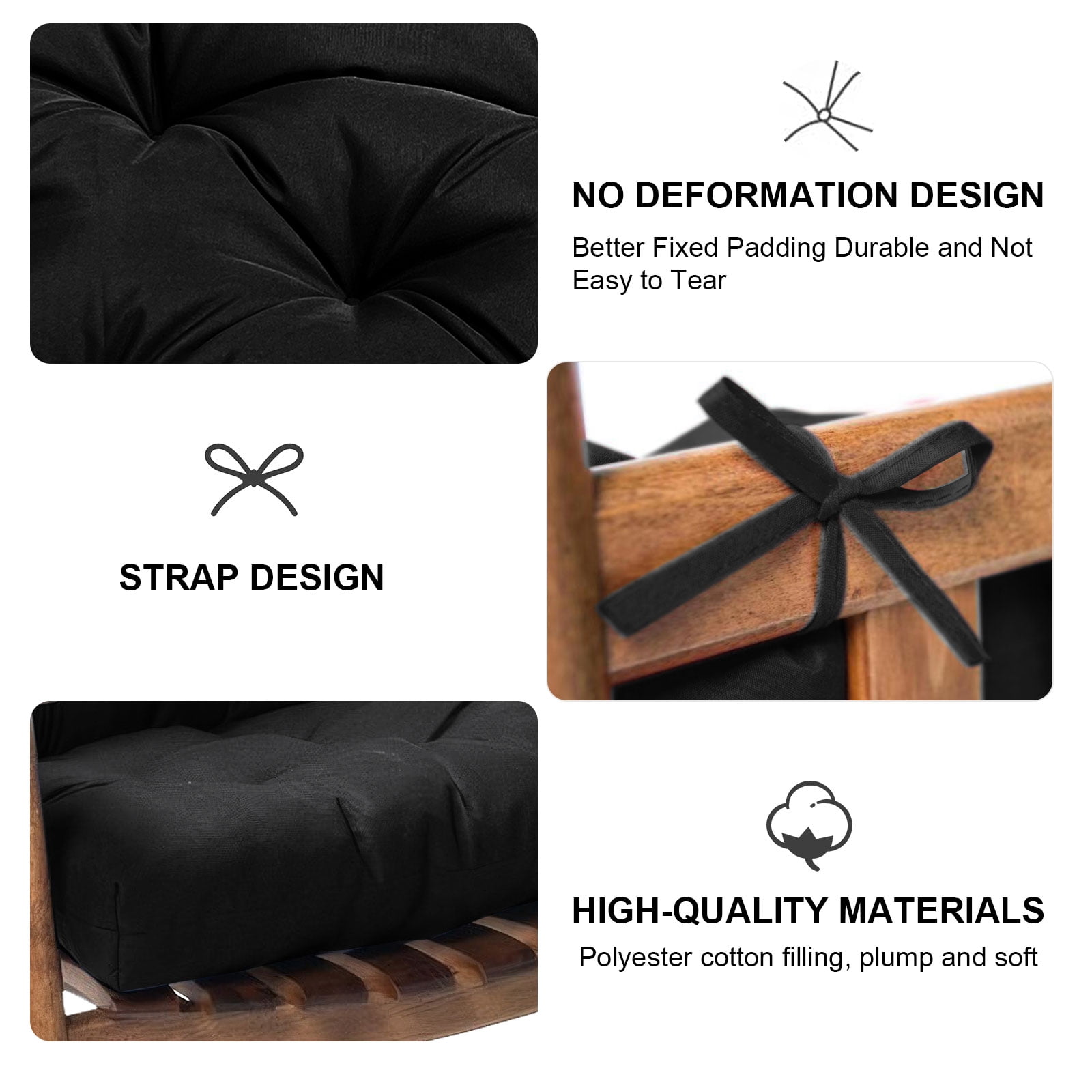 TOPCHANCES Water Resistant Rocking Chair with Non Slip Ties, 2 Piece