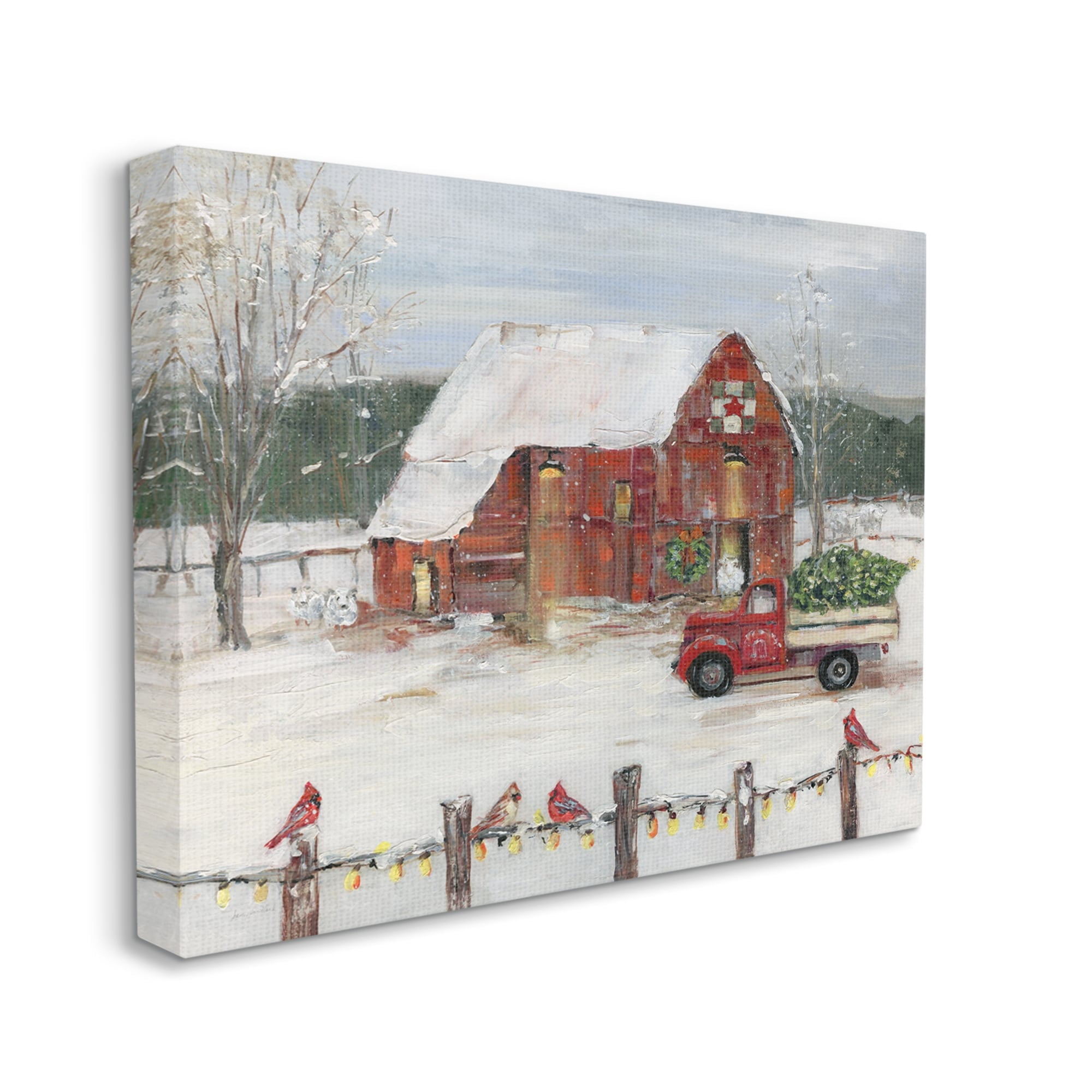 Stupell Industries Holiday Barn Winter Scene Holiday Painting Gallery Wrapped Canvas Print Wall Art